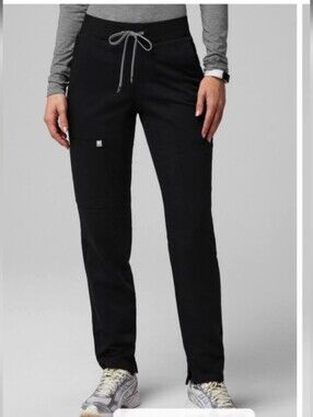 Fabletics Black Drawstring Track Pants with Cargo Pocket scrub pants